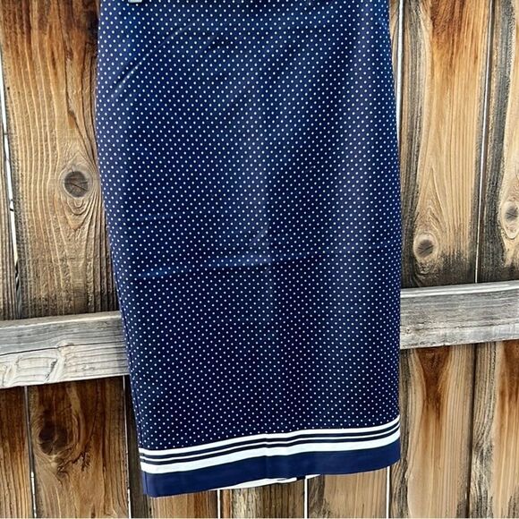 7th Avenue New York & Company skirt cotton blend polka dot navy 2 FiRM on PRICE - Picture 1 of 6